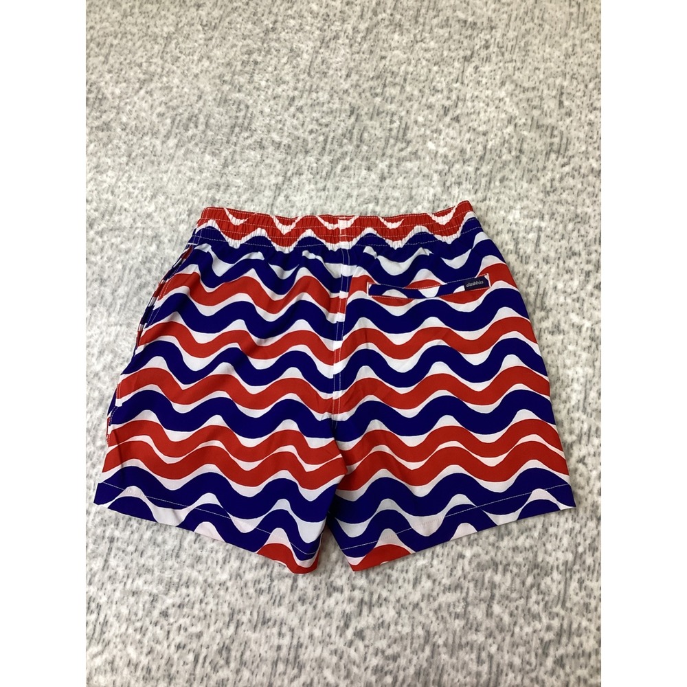 Chubbies The Doodle Dances 5.5" Swim Trunks Red White Blue Wavy Small NEW - Picture 2 of 6